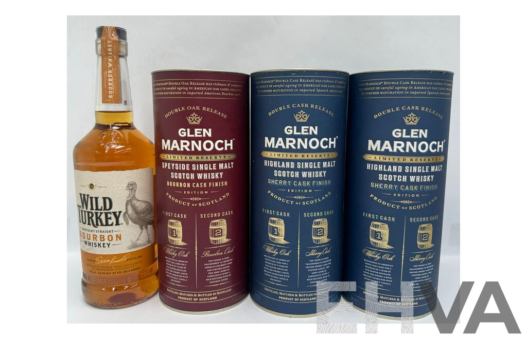 Wild Turkey & Glen Marnoch Whisky - Lot of 4