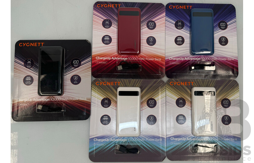 Cygnett 10,000mAh Power Bank - Lot of 5