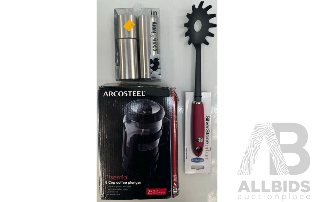 Kitchen Utensils - Coffee Plunger, Pasta Fork, Salt & Pepper Mill and Hoodie