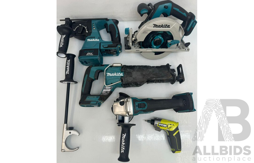 Makita Tool Bag - Circular Saw, Angle Grinder, Reciprocating Saw & Rotary Hammer Drill / Ryobi Screw Driver