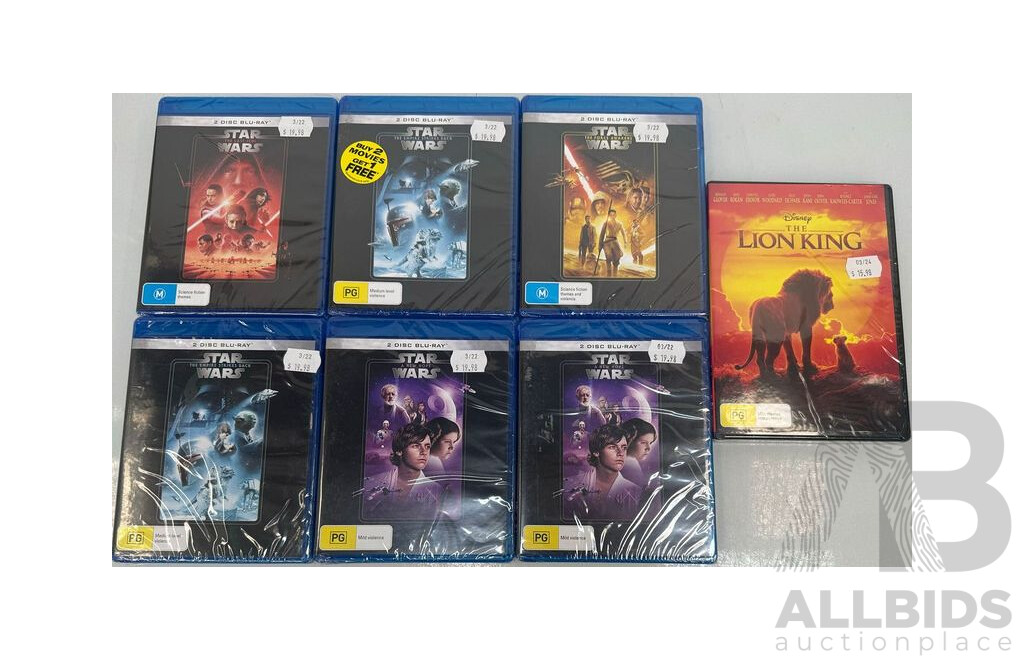 Blu-Ray Star Wars & the Lion King DVDs