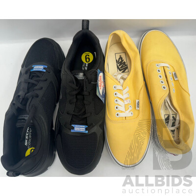 Black Skechers & Yellow Vans (Size U.S 9)