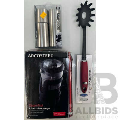 Kitchen Utensils - Coffee Plunger, Pasta Fork, Salt & Pepper Mill and Hoodie