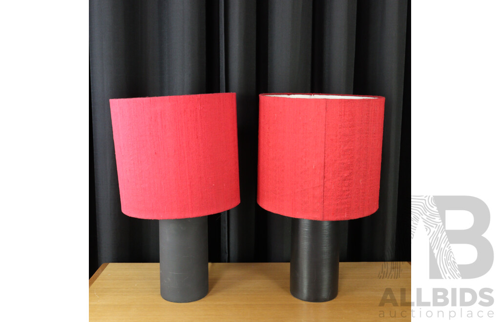 Pair of Black Ceramic Table Lamps