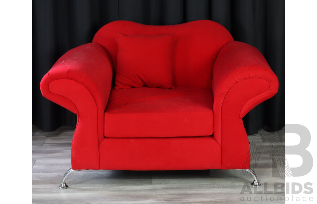 Oversized Rouge Red Three Piece Lounge Suite