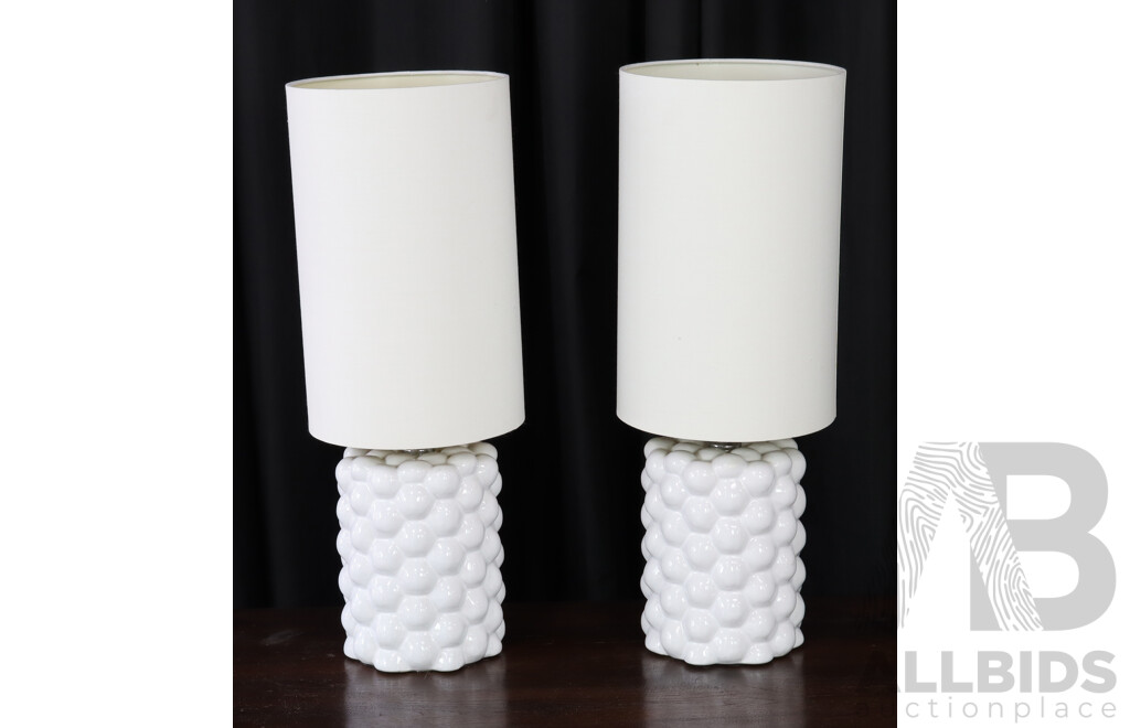 Pair of White Ceramic Table Lamps