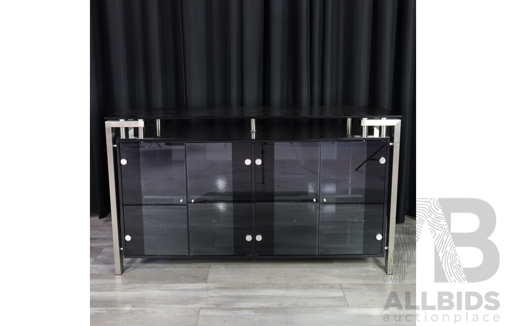 Modernist Glass Four Door Sideboard