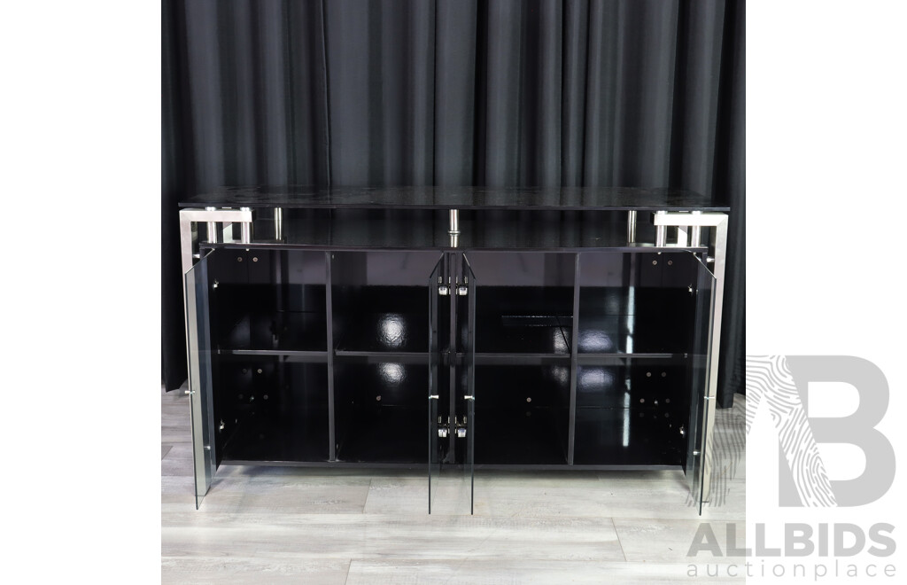 Modernist Glass Four Door Sideboard