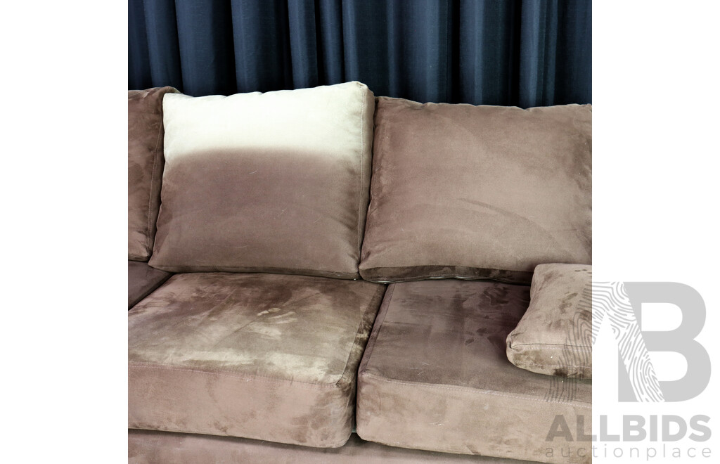 Suede L Shaped Lounge in Chocolate Brown