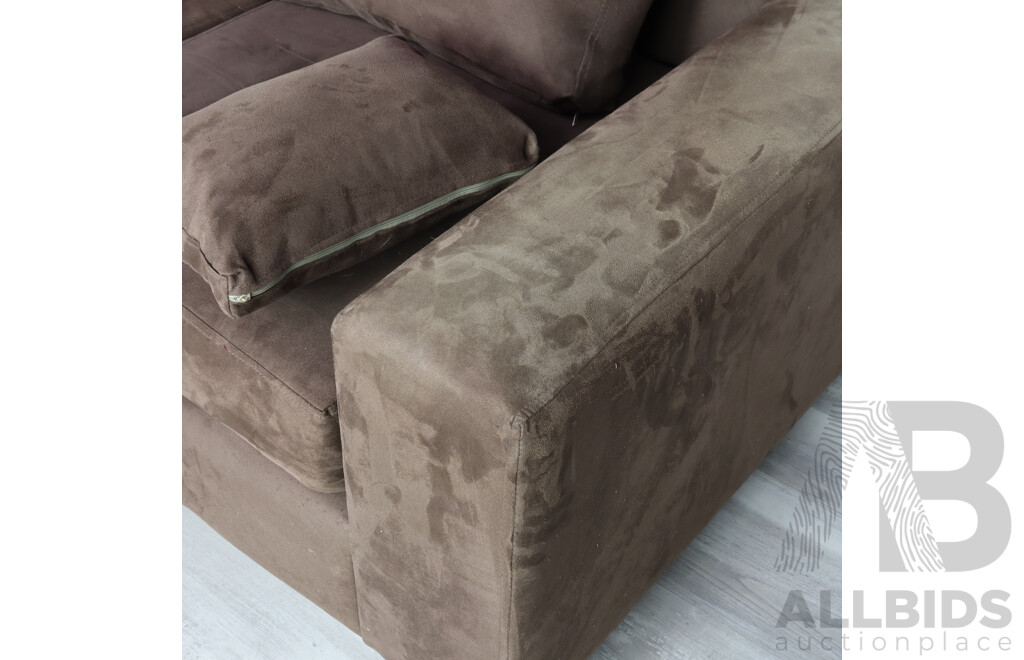 Suede L Shaped Lounge in Chocolate Brown