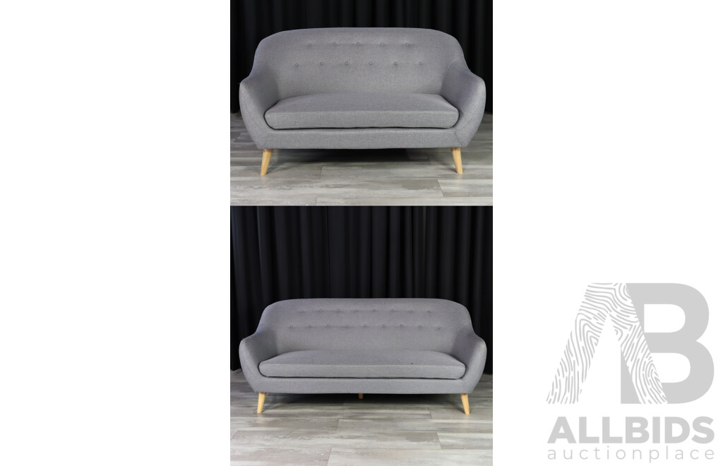 Pair of Modern Two Seater Buttoned Back Settees