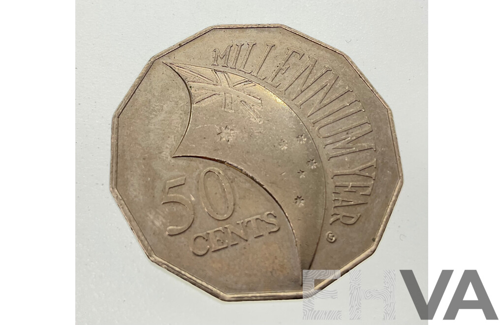 Australian 2000 Commemorative Fifty Cent, Millennium Year with Incused Union Jack