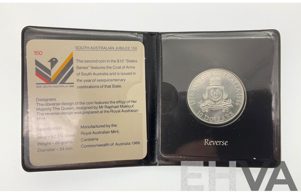 Australian RAM 1986 Silver Ten Dollar Coin, State Series, South Australia .925