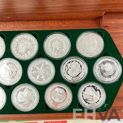 Australian RAM/Perth Mint 2000 Sydney Olympics Sixteen Silver Five Dollar Proof Coins in Jarrah Presentation Case .999