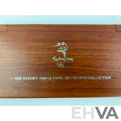 Australian RAM/Perth Mint 2000 Sydney Olympics Sixteen Silver Five Dollar Proof Coins in Jarrah Presentation Case .999