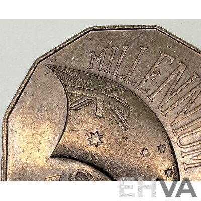 Australian 2000 Commemorative Fifty Cent, Millennium Year with Incused Union Jack