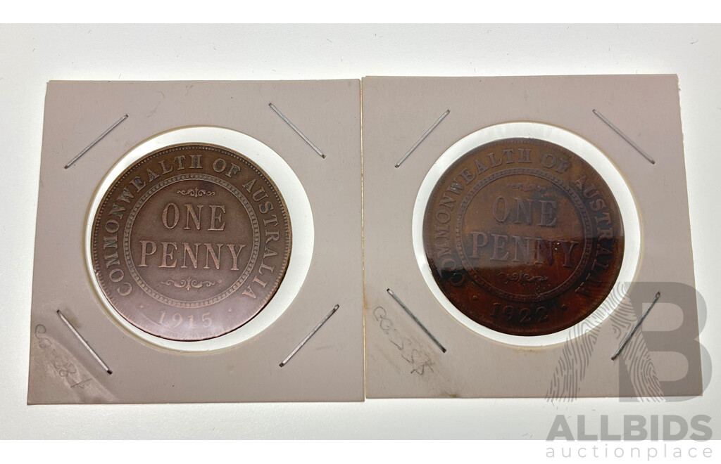 Australian 1915 and 1922 KGV Pennies