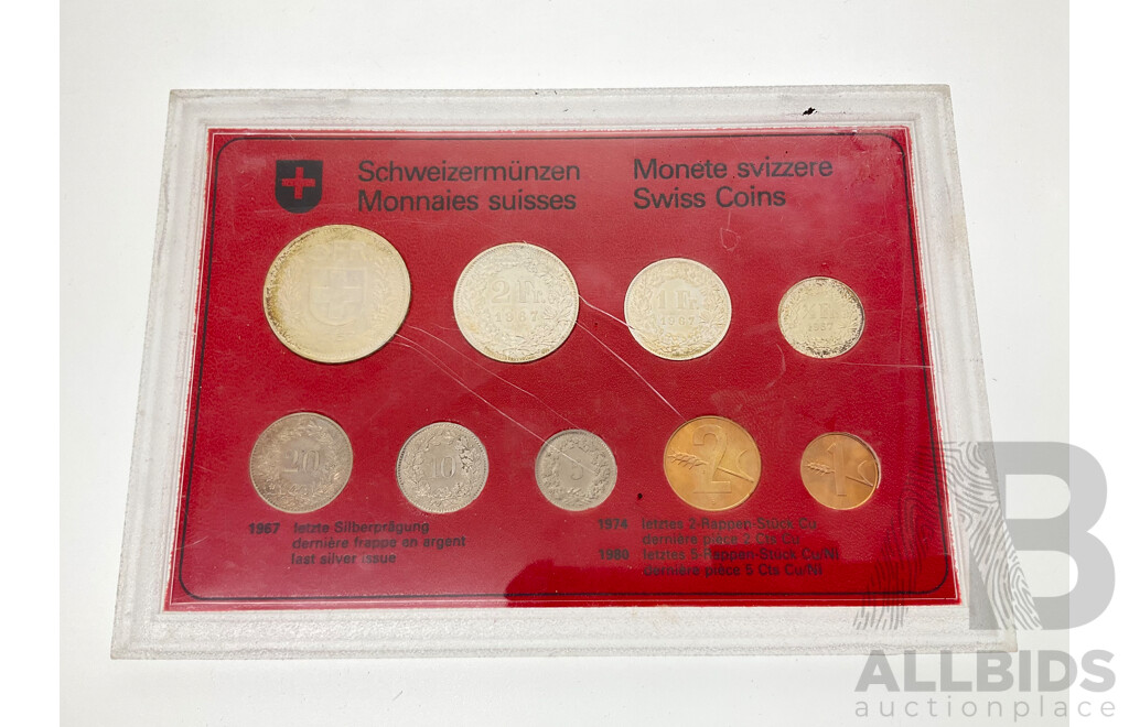 Switzerland 1967 Nine UNC Coin Set