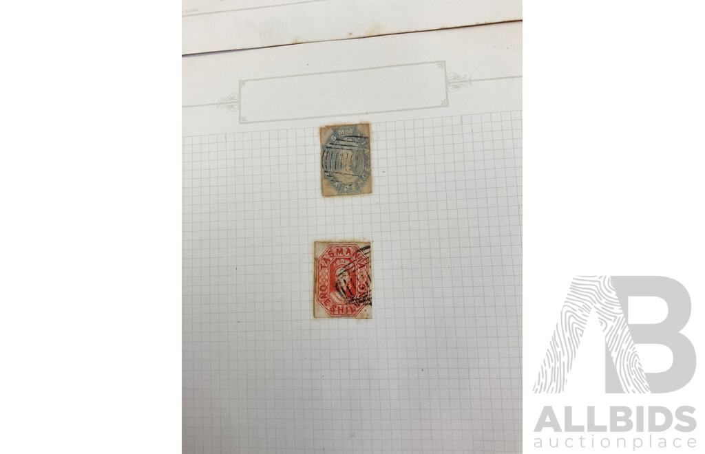 Australian Van Diemens Land/Tasmania 1860's - 1890's Stamps, Queen Victoria, One, Four Sixpence, Shilling, Hand Cancelled