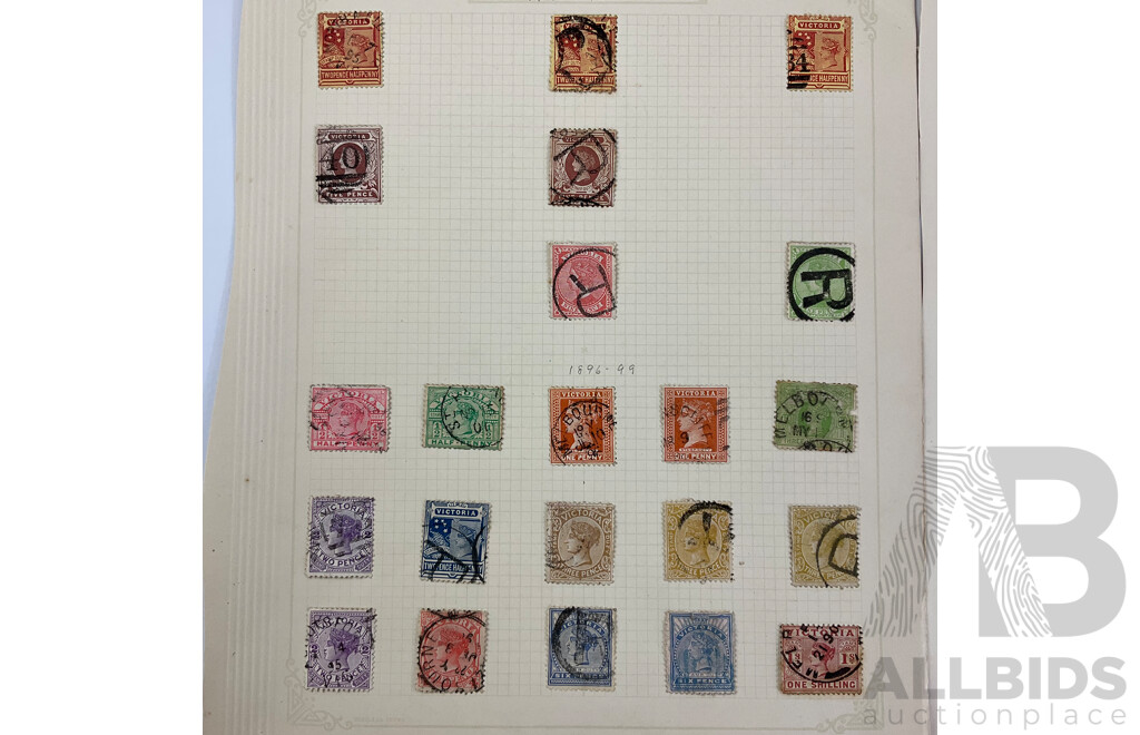 Australian Pre Federation Stamps, Victoria 1880's - 1890's, Queen Victoria, Half, One, Two, Three, Four Six, Ninepence, Shilling, Stamp Duty
