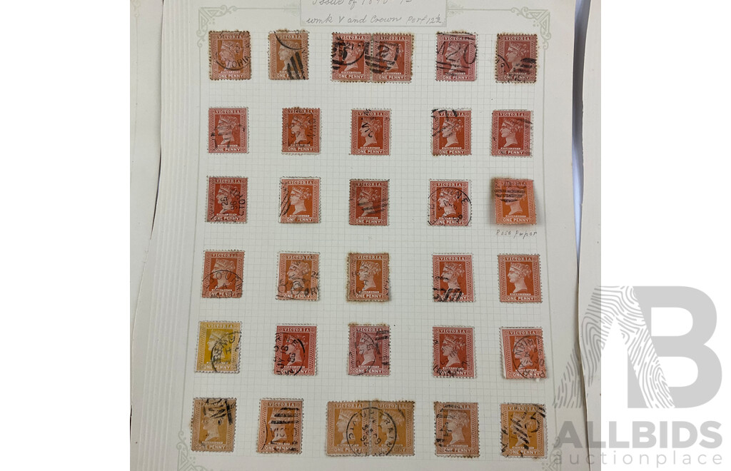 Australian Pre Federation Stamps, Victoria 1880's - 1890's, Queen Victoria, Half, One, Two, Three, Four Six, Ninepence, Shilling, Stamp Duty