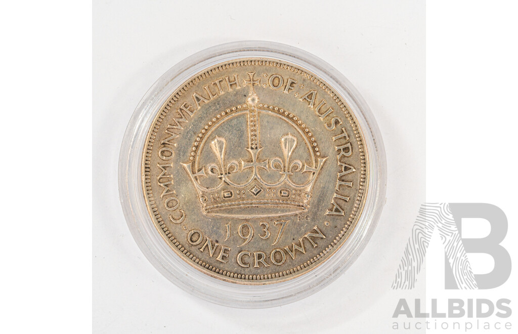 Australian 1937 Silver One Crown Coin .925