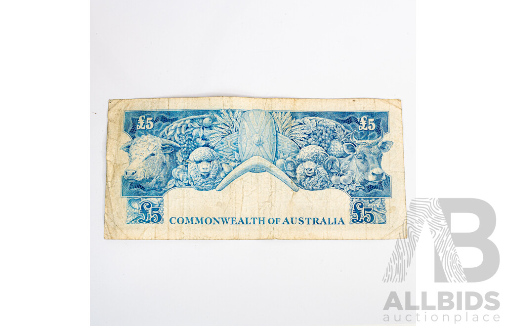 Australian 1960 Five Pound Note, Coombs/Wilson R50, TB325353