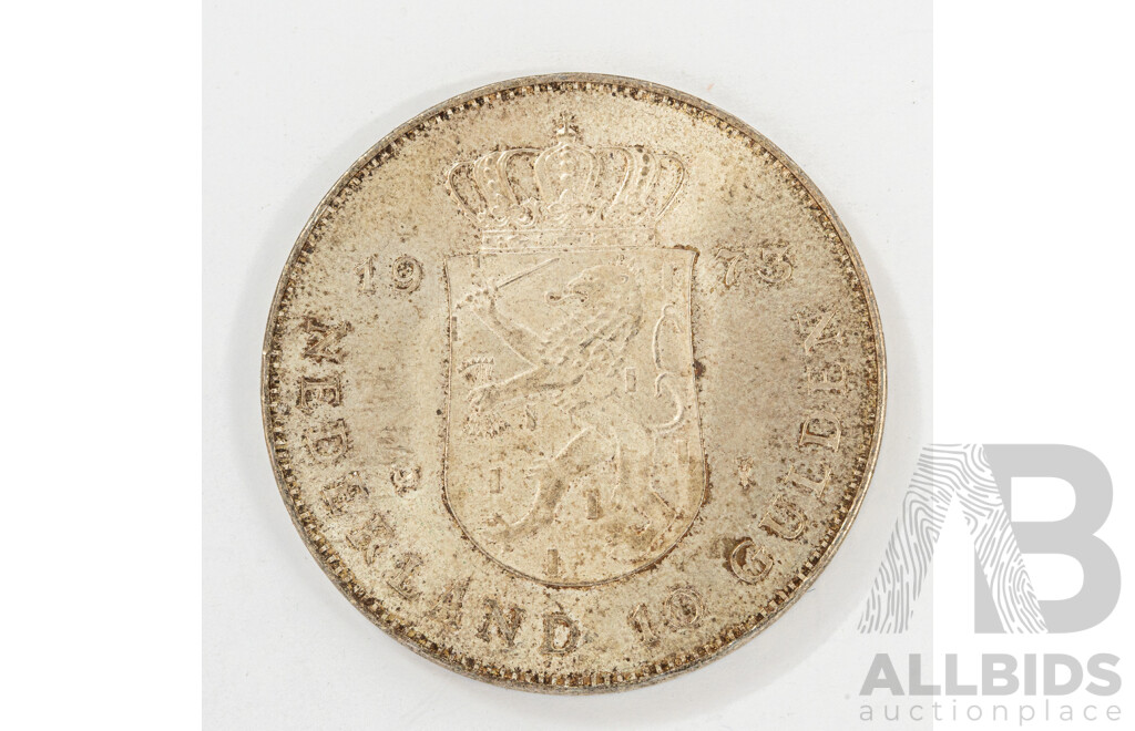 Netherlands 1973 Silver Ten Gulden Coin .720