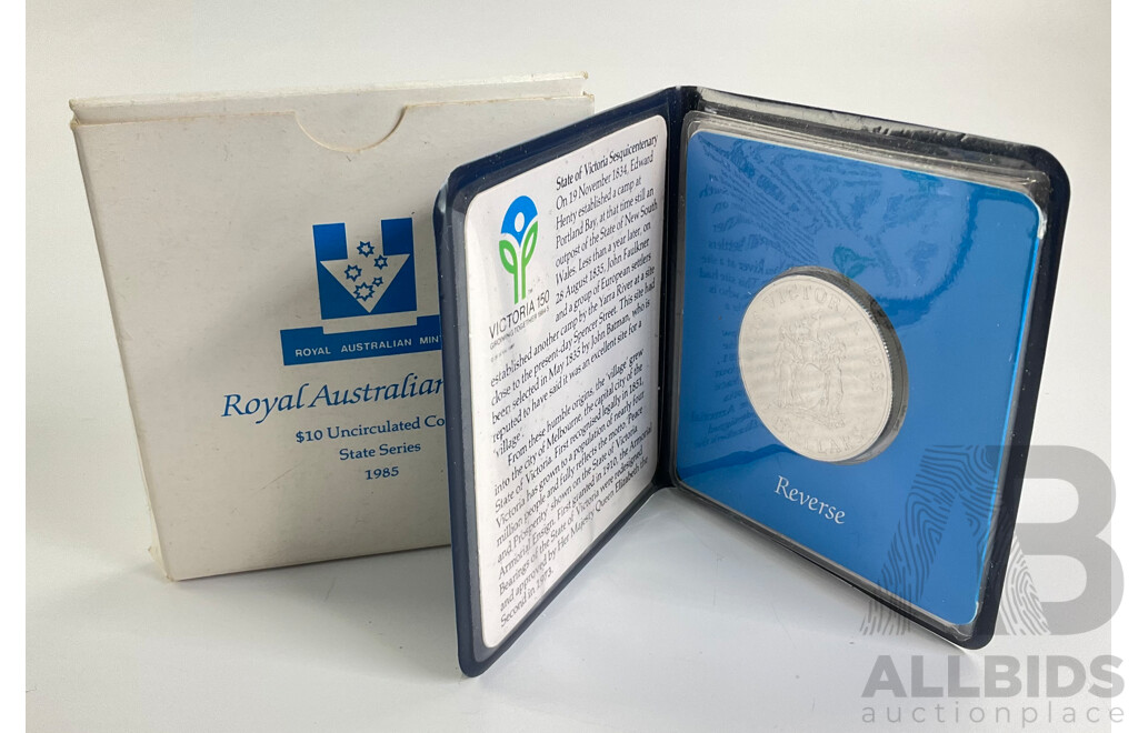 Australian RAM 1985 Silver Ten Dollar Coin, State Series, Victoria .925