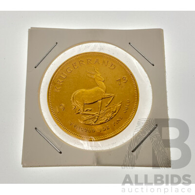 South African 1973 Gold Krugerrand Coin, 22ct Gold, One Ounce