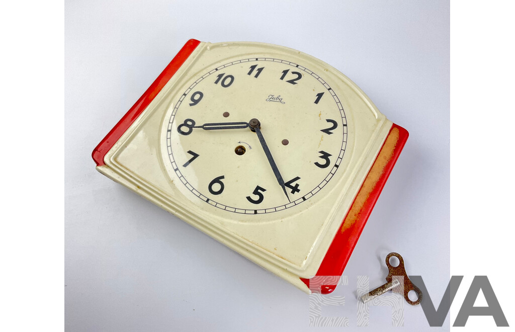 Mid Century Ceramic Juba Wall Clock, Made in Germany
