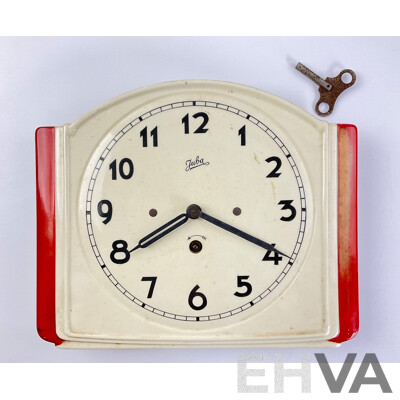 Mid Century Ceramic Juba Wall Clock, Made in Germany