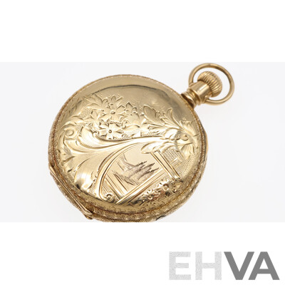 Vintage AWW Co. Waltham Mass 40mm Hunters Pocket Watch Missing Front Casing, Hallmarked 14K, 44.98 Grams Total
