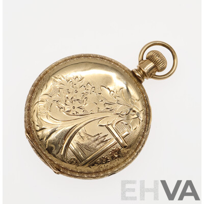 Vintage AWW Co. Waltham Mass 40mm Hunters Pocket Watch Missing Front Casing, Hallmarked 14K, 44.98 Grams Total