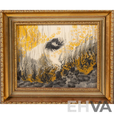 T.R.Evans, (20th Century, Working c1930s Paris), Dinamismus - Compositione No. 2 (1938), Original Vintage Abstract Oil on Masonite, 30 x 34 cm (frame)