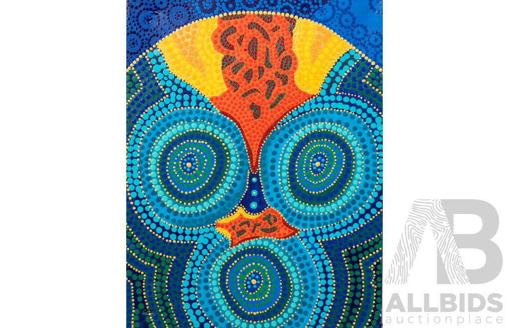 John McFadden (JackMac), (20th Century, Indigenous-Australian), Sea Wandjina (Dreamtime Ancestor), Acrylic on Canvas, 46 x 36 cm
