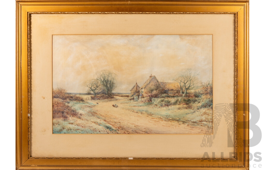(Possibly) Walter Greaves, (Late 19th/Early 20th Centuries, British, 1846-1930), Thatched Country Cottage, Antique Watercolour, 65 x 88 cm (frame)