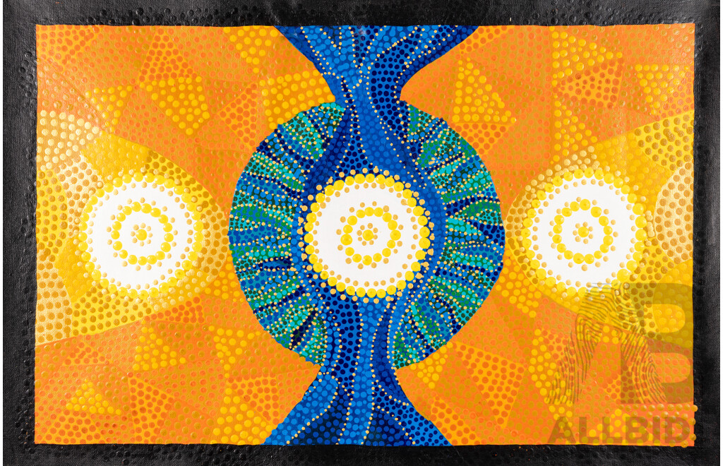 John McFadden (JackMac) (20th Century, Indigenous-Australian), Uluru, Mt. Warning, Heavitree Gap & WaterWitch, Nice Collection of Four Original Acrylic on Canvases, 60 x 41 cm (largest) (4)