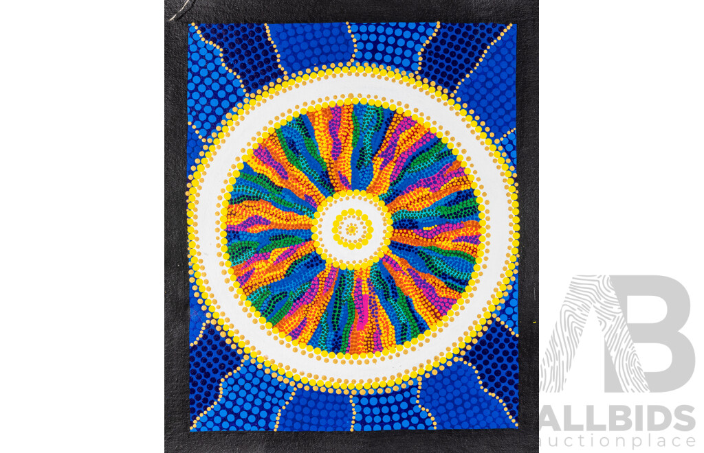 John McFadden (JackMac) (20th Century, Indigenous-Australian), Uluru, Mt. Warning, Heavitree Gap & WaterWitch, Nice Collection of Four Original Acrylic on Canvases, 60 x 41 cm (largest) (4)