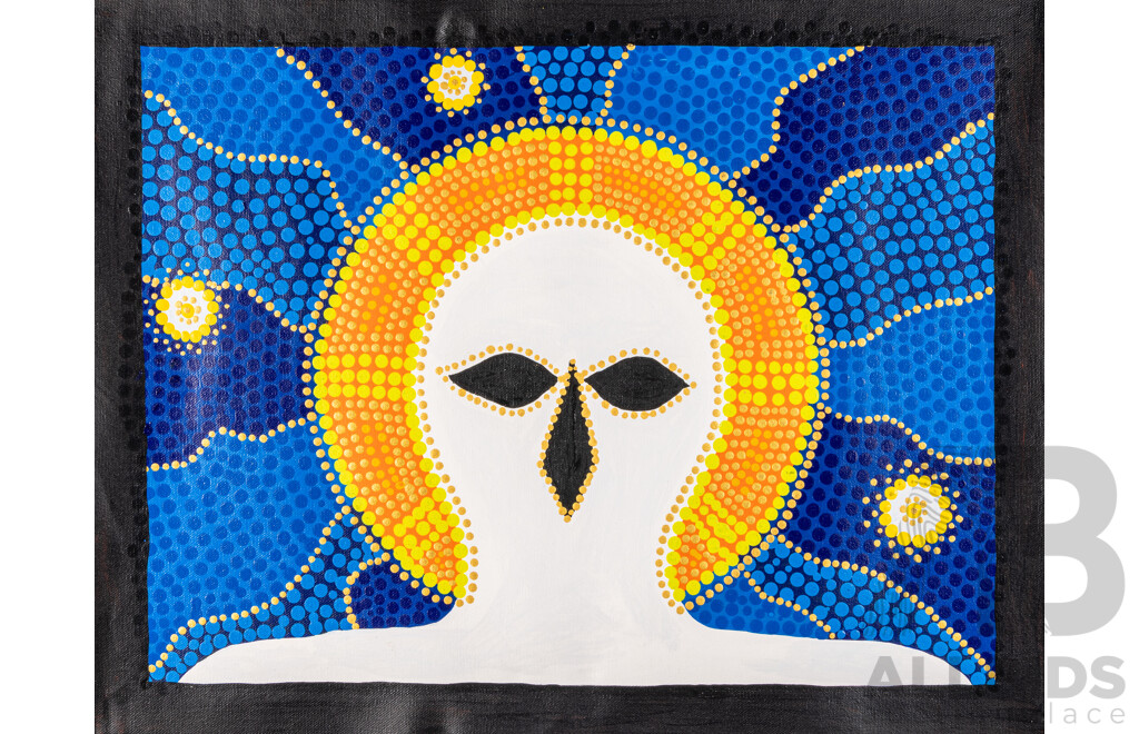 John McFadden (JackMac) (20th Century, Indigenous-Australian), Osiris, Rocky Hole, Dingo King & Untitled, Nice Collection of Four Original Acrylic on Canvases, 40 x 50 cm (largest) (4)