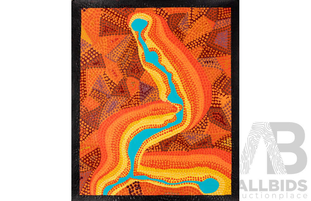 John McFadden (JackMac) (20th Century, Indigenous-Australian), Emu/Stingray/Locust, Dales Gorge. Kennedy Ranges & Full Moon Ningaloo, Wonderful Collection of Four Original Acrylic on Canvases, 40 x 48 cm (4)