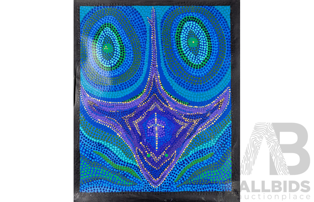 John McFadden (JackMac) (20th Century, Indigenous-Australian), Emu/Stingray/Locust, Dales Gorge. Kennedy Ranges & Full Moon Ningaloo, Wonderful Collection of Four Original Acrylic on Canvases, 40 x 48 cm (4)