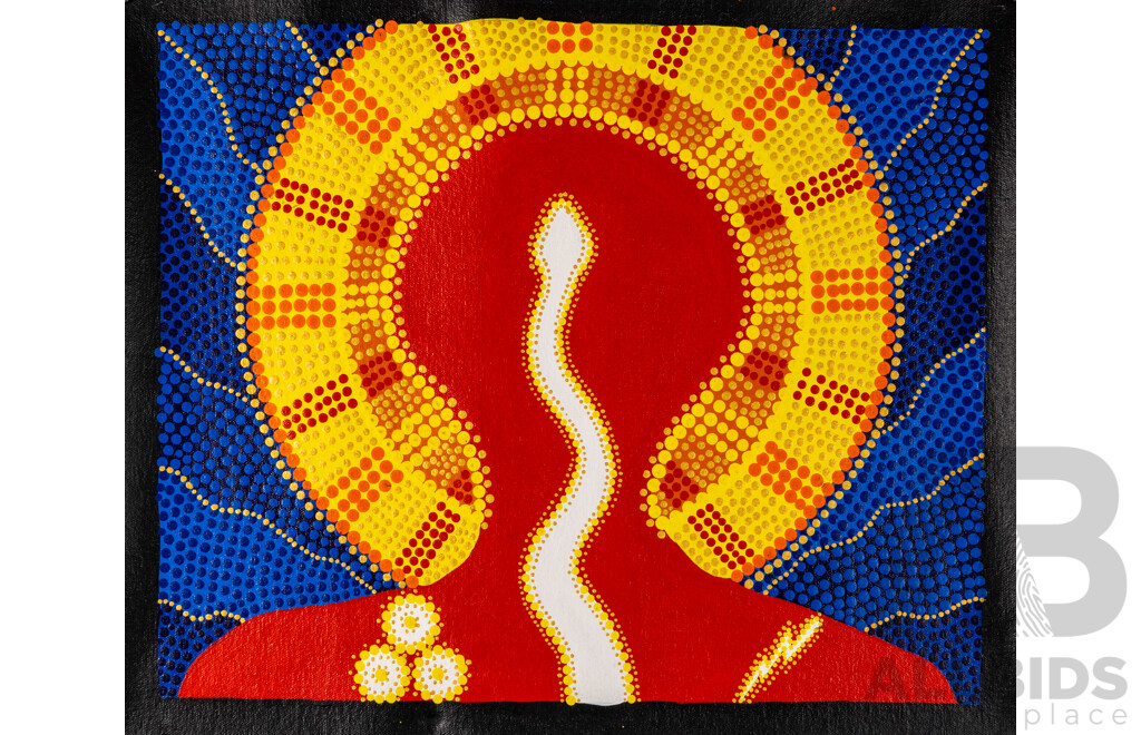 John McFadden (JackMac) (20th Century, Indigenous-Australian), The Entrance, Ellendale Pool, Mt. Augustus & Untitled, Lovely Collection of Four Original Acrylic on Canvases, 50 x 40 cm (largest) (4)