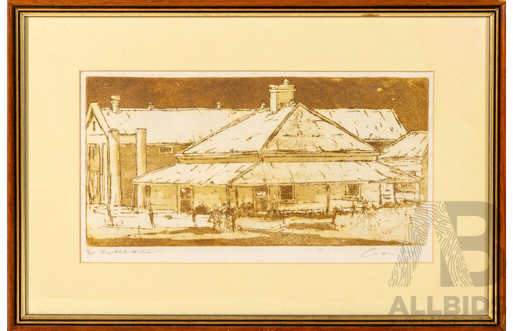 Neil Caffin, (20th Century, Australian, 1915-2015), the Old Hotel, Etching, 37 x 55 cm (frame)
