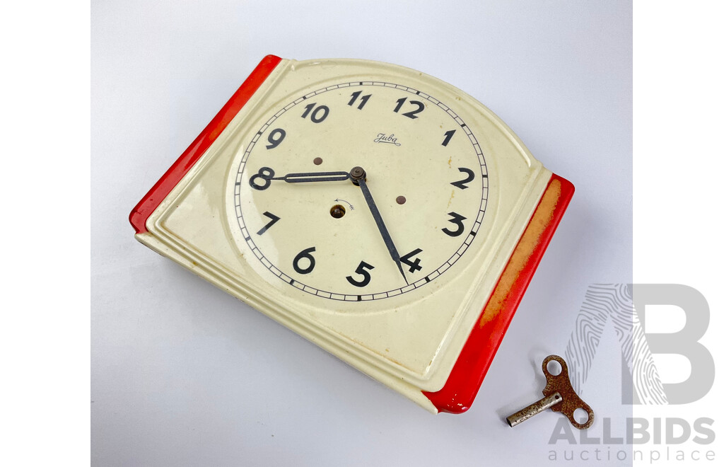 Mid Century Ceramic Juba Wall Clock, Made in Germany