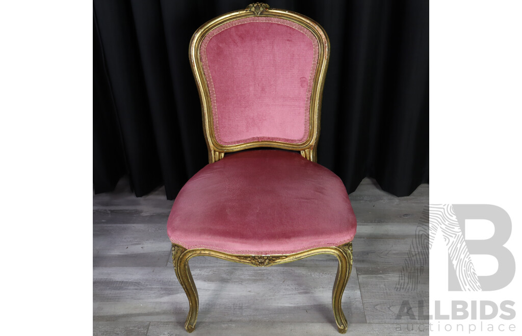 Gilt Queen Anne Style Carver with Matched Dining Chair