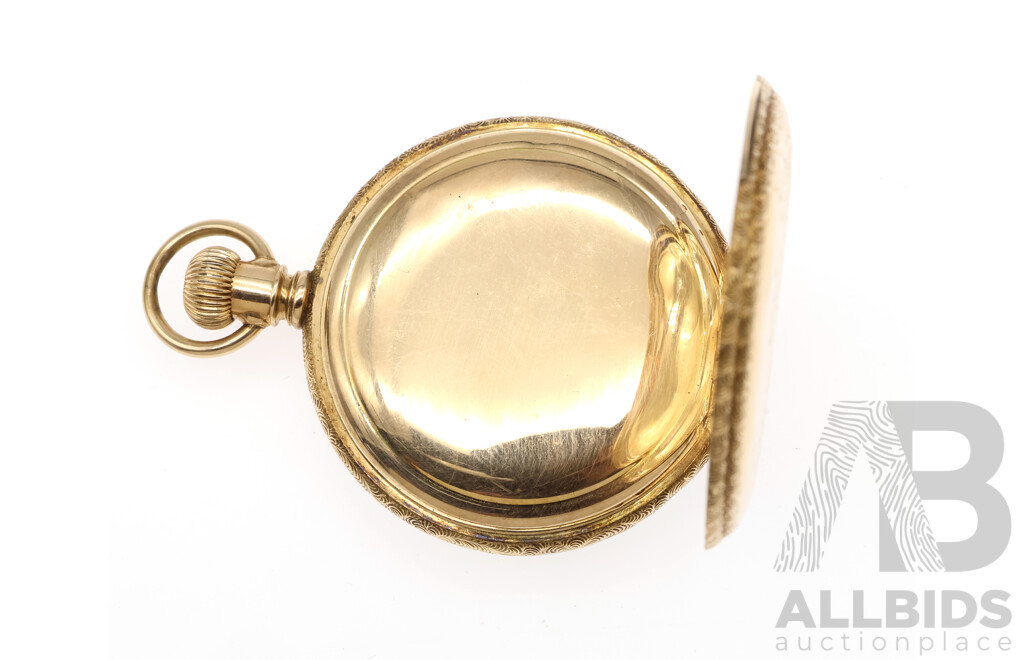 Vintage AWW Co. Waltham Mass 40mm Hunters Pocket Watch Missing Front Casing, Hallmarked 14K, 44.98 Grams Total