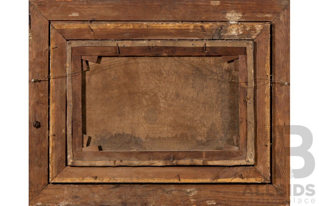 C. E. Duncan (19th Century), Dogs by the Fire, Wonderful Antique Oil on Canvas Cloth, 52 x 67 cm (frame)