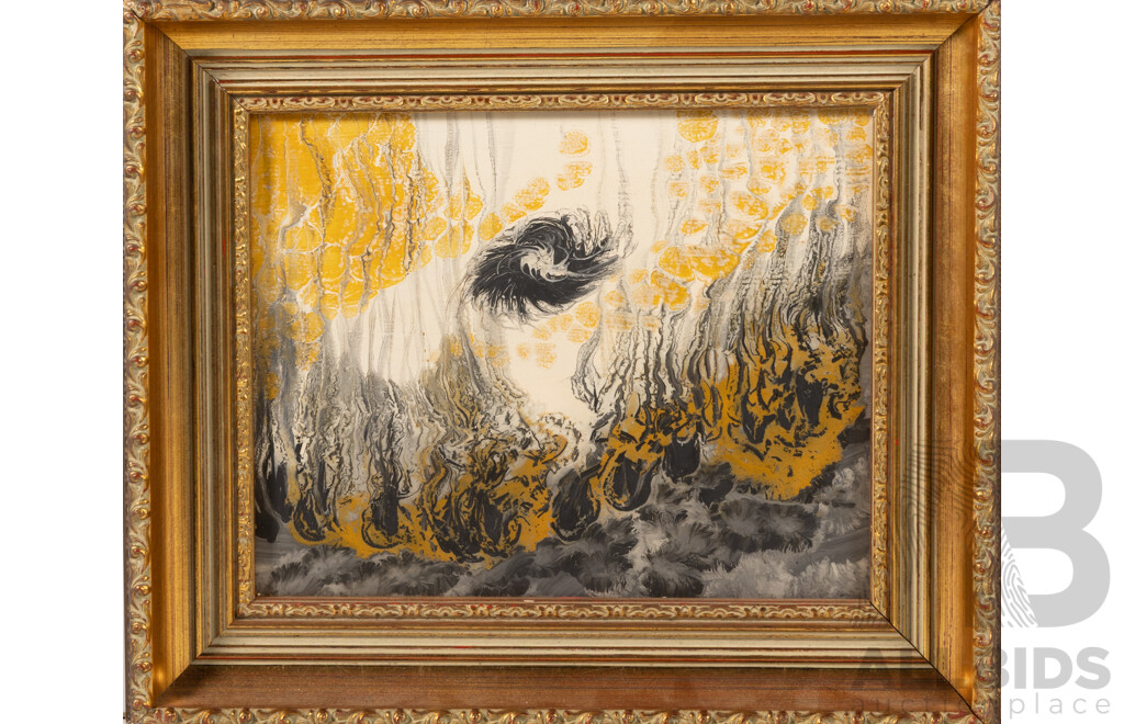 T.R.Evans, (20th Century, Working c1930s Paris), Dinamismus - Compositione No. 2 (1938), Original Vintage Abstract Oil on Masonite, 30 x 34 cm (frame)