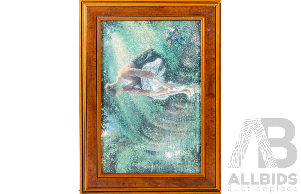 After Camille Pissarro, (19th Century, Impressionism, Danish-French,1830-1903), Women Bathing Feet in a Brook, Colour Print of Original, 28 x 38 cm (frame)